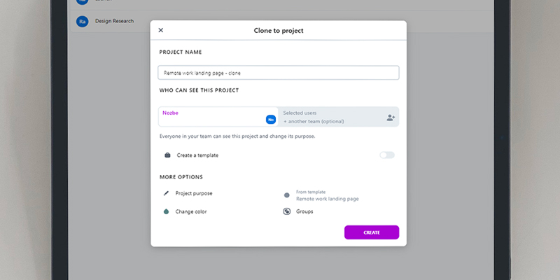 Cloning Projects in Nozbe