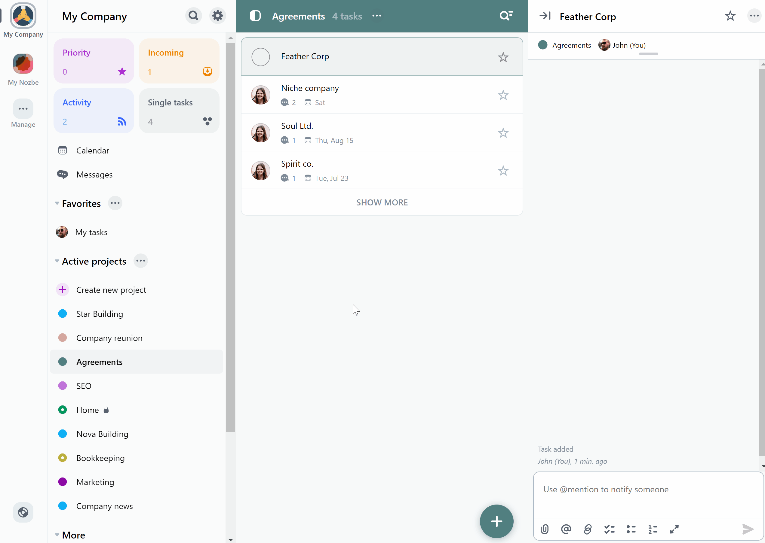 Communicating through tasks 