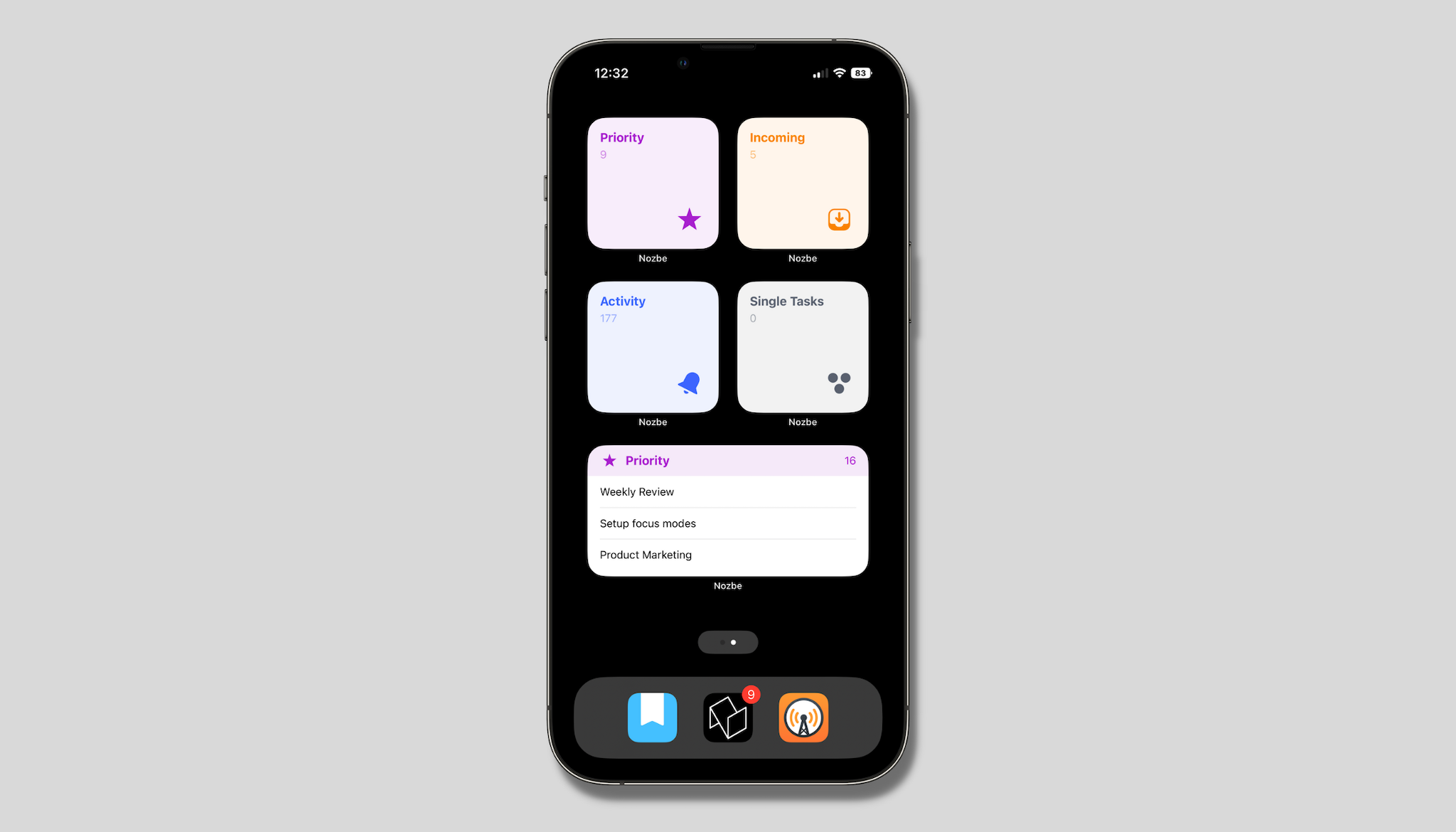 Nozbe widget on iOS