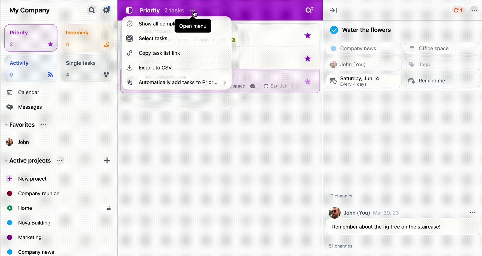 Automatically adding tasks to priorities 