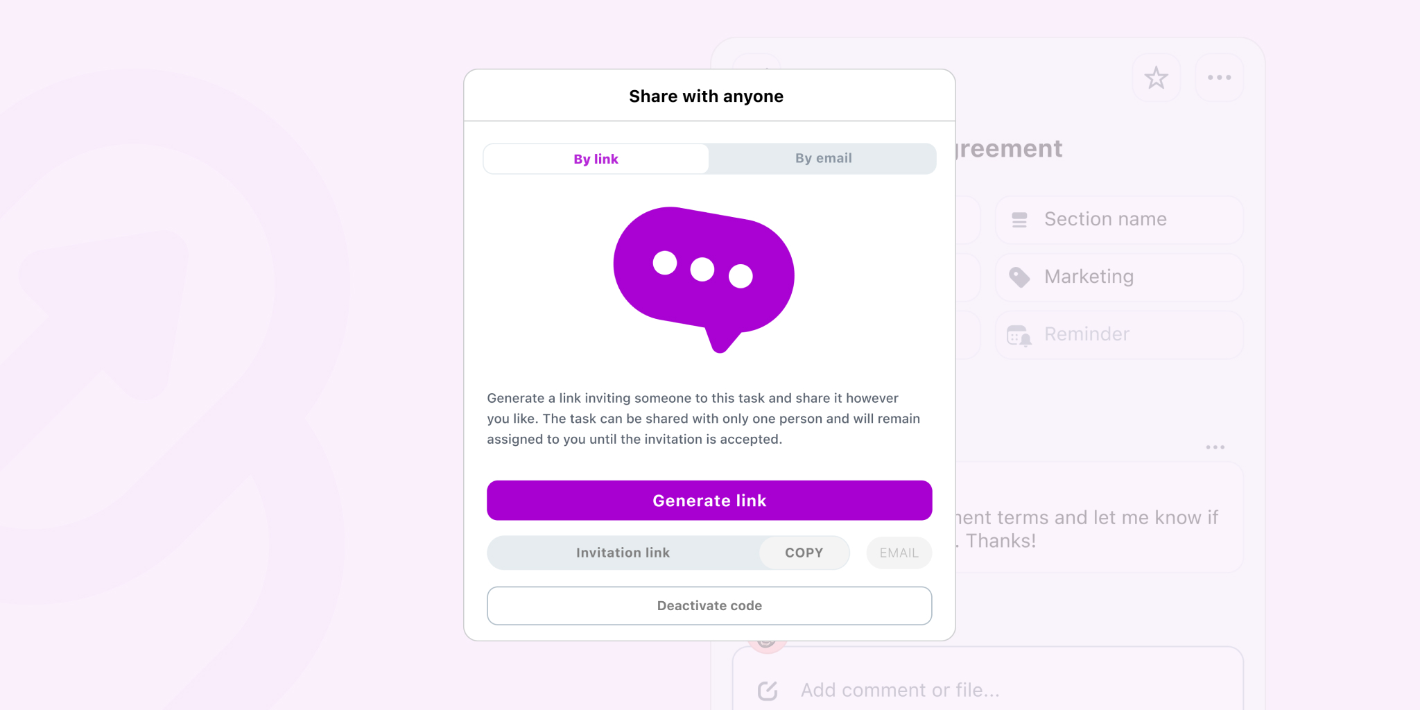 Sharing tasks via a link – a new feature in Nozbe