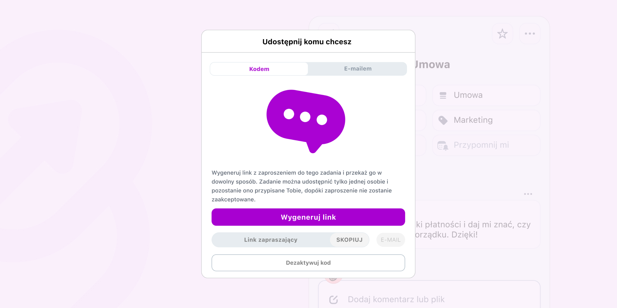 Udostępnianie zadań za pomocą linku – nowa funkcja w Nozbe