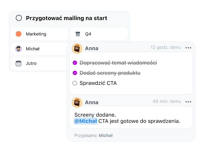 O — otwarta komunikacja w zadaniach