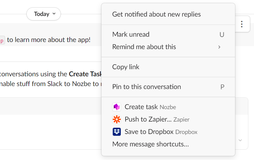 add tasks from Slack message