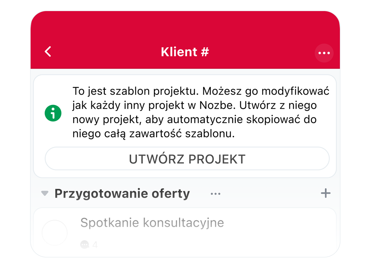 Szablony projektów w Nozbe