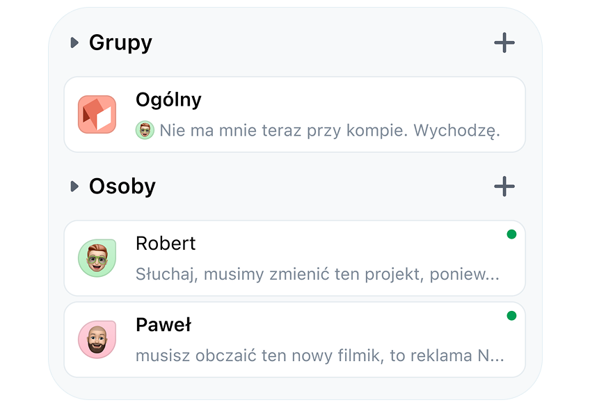 Nozbe Wiadomości prywatne
